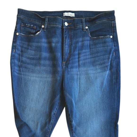 LOFT | NWOT THE BOOT HIGH-RISE STRETCH DENIM JEANS DISTRESSED | SIZE: 14 - Picture 2 of 11